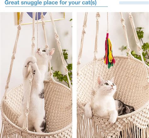 Mewoofun Macrame Cat Hammock Boho Hanging Bed For Indoor Cats