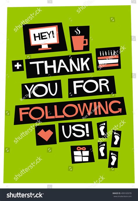Thank You Following Us Vector Illustration Stock Vector Royalty Free
