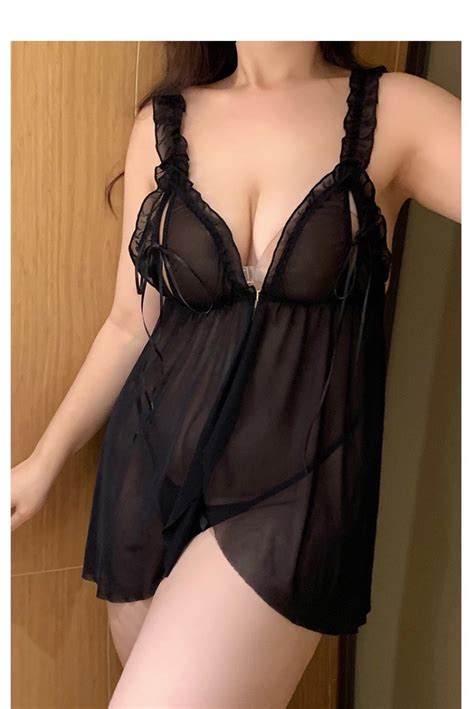 L 3XL Plus Size Sexy Lingerie Nightdress For Women Lace Open Crotch Transparent Lace Nightwear