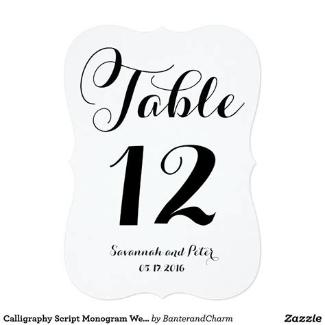 Calligraphy Script Monogram Wedding Table Numbers Au