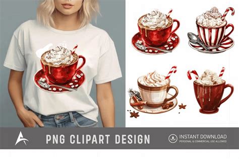 Watercolor Christmas Hot Cocoa Clipart