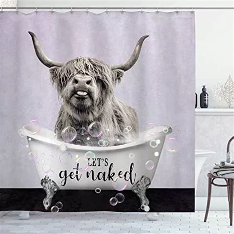 Funny Cow Cortina De Ducha Fun Western Get Naked Cattle Bull Mercadolibre