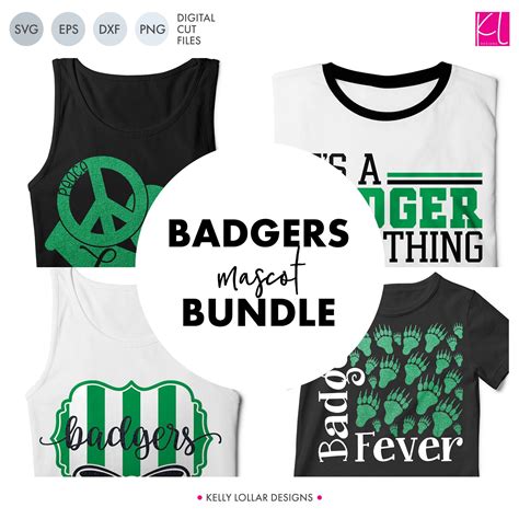 Badgers Mascot Bundle Svg Dxf Eps Png Cut Files Kelly Lollar Designs