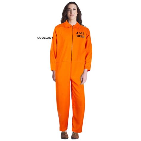 [COOLLADY] Prisoner Jumpsuit | Orange Prison Inmate Halloween Costume ...