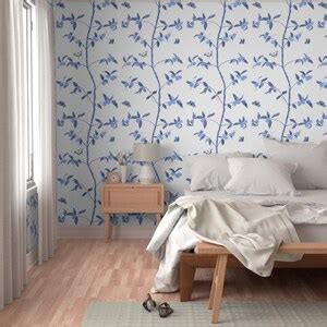 Chinoiserie Wallpaper Jenny Kumquat In Delft Blue By Domesticate Custom