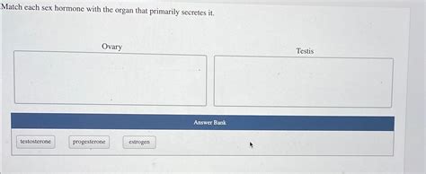 Solved Match Each Sex Hormone With The Organ That Primarily Chegg