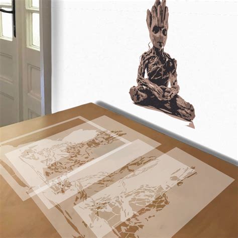 Groot Stencil In 4 Layers
