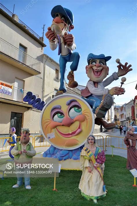 Falla Papier Mch Figures At The Las Fallas Spring Festival Pego