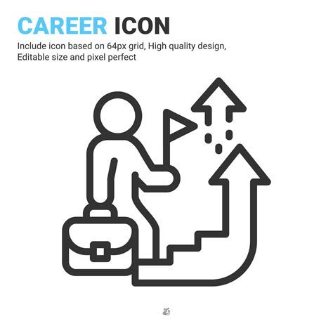 Career Advancement Icon Vector With Outline Style Isolated On White