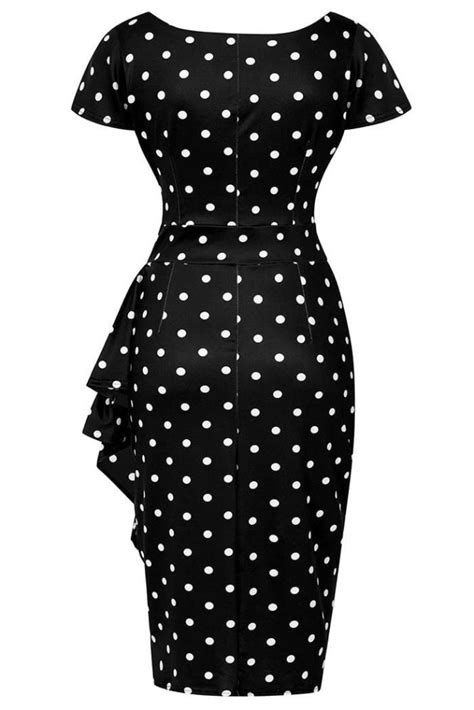 Pencil Dress Elsie Black Polkadot Dressy