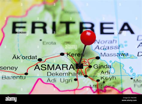 Asmara Pinned On A Map Of Africa Stock Photo Alamy
