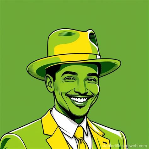 Man In Yellow Zoot Suit With Green Face Stable Diffusion Online