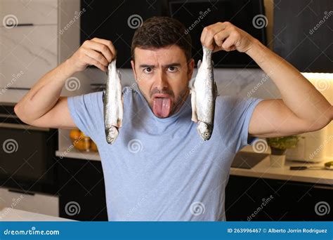 A Man Who Does Not Like Fish Stock Image - Image of disgusting, awful