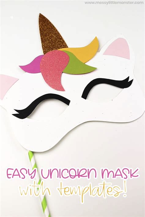 Unicorn Mask Printable For Coloring Easy Craft By Happy Paper Time