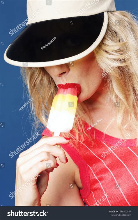 Sexy S Style Blonde Woman Licking Stock Photo Shutterstock