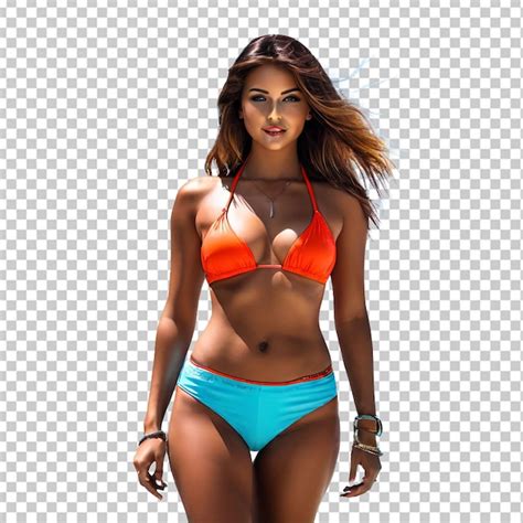 Dibujo Realista De Una Mujer De Pecho Curvo En La Piscina Con Un Bikini Azul Archivo Psd Premium