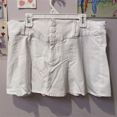 Precious Low Rise White Mini Skirt Dm Before Depop
