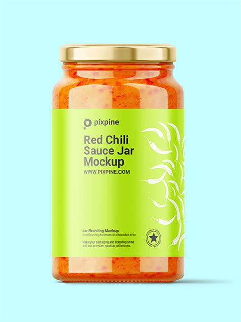 Hot Chili Sauce Large Glass Jar Mockup Pixpine