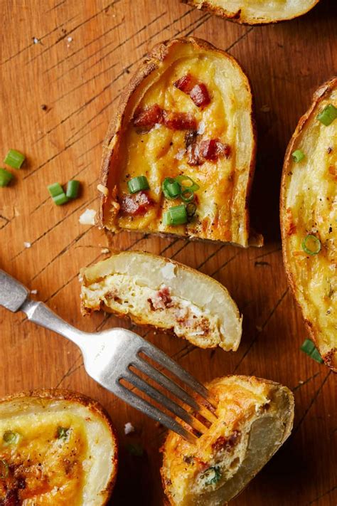 Potato Skin Egg Boats Spoon Fork Bacon