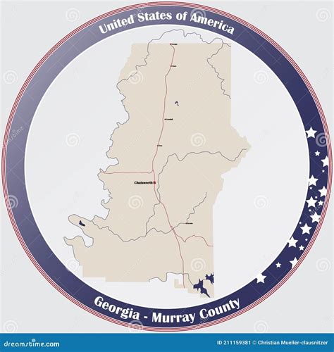 Map Of Murray County In Georgia Cartoon Vector