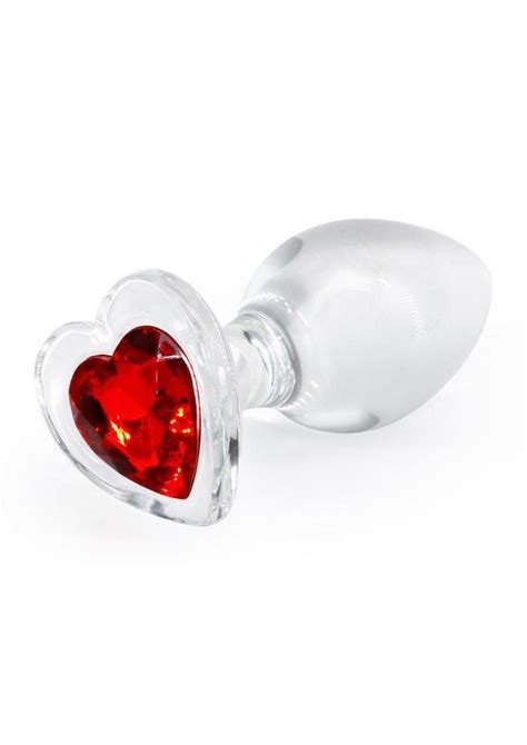 Crystal Desires Red Heart Glass Anal Plugs Medium Shop Velvet Box Online