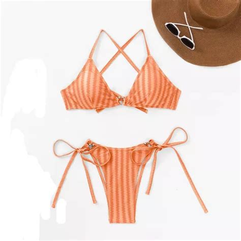 Traje De Baño Sexy Bikini De Tanga De Corte Alto Para Mujer Cuotas