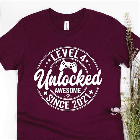 Hot Trending T Shirt With Th Birthday Shirt Level Unlocked Awesome Since Shirt Turning