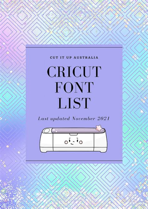 Cricut Font List Printable Etsy Canada