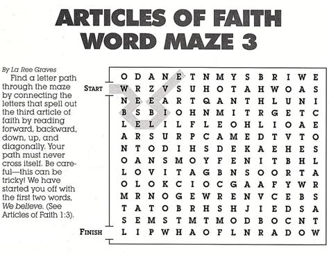 Prinatble 3rd Article Of Faith Word Search Free Download And Print