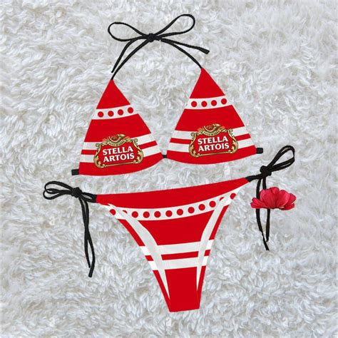 White Stripe Stella Artois Triangle Beach Bikini Tw203 Hearthtops Store