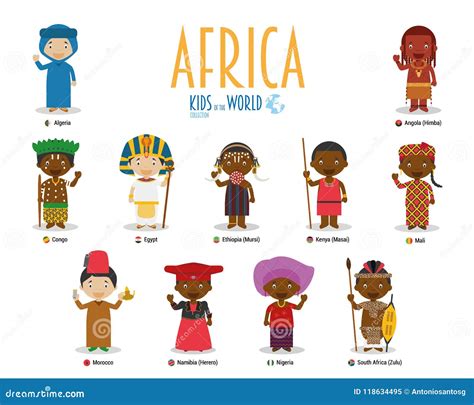 Kids and Nationalities of the World Vector: Africa. Stock Vector ...