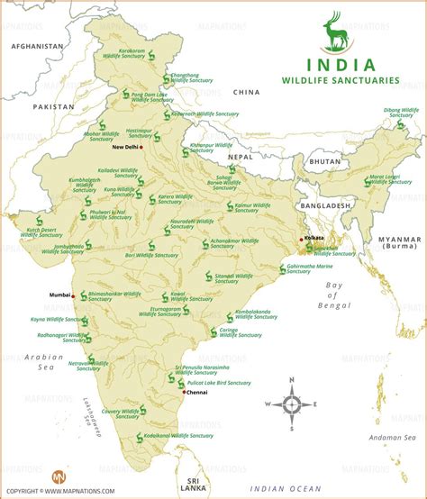 explore indias wildlife sanctuaries map showing major protected areas