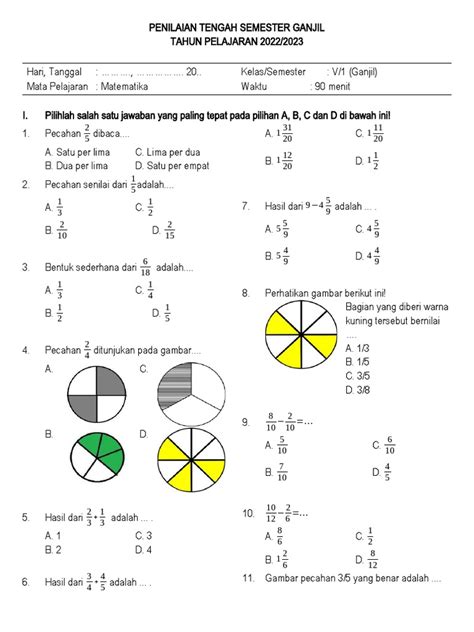 Soal Mtk Kelas 5 Sd Semester 1 Pdf