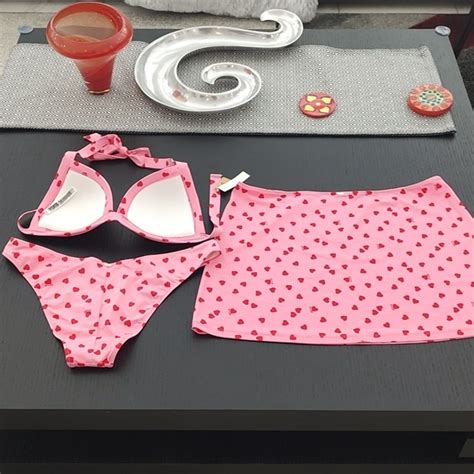 Pink Victoria S Secret Swim New Pink Victorias Secret Piece Bikini Coverup Skirt Set Nwt