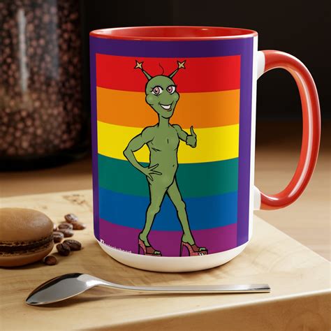 Gay Alien United Queer UFO LGBTQ Aliens Love Proud And Out Alien Two Tone Coffee Mugs 15oz