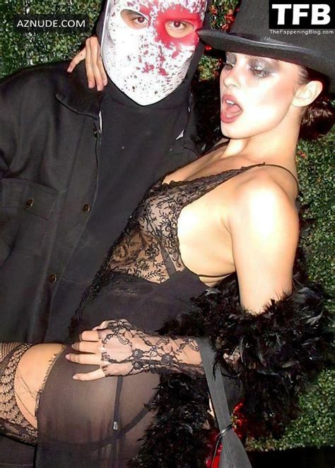 Addison Rae Sexy Poses Flashing Her Nude Tits Wearing A See Through Halloween Costume On Social