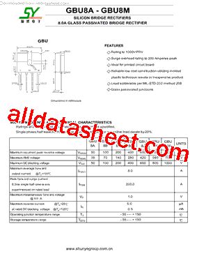 GBU8J Datasheet(PDF) - Shunye Enterprise