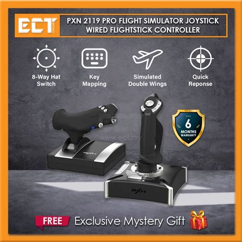 PXN 2119 Pro Flight Simulator Joystick Wired Flightstick Controller ...