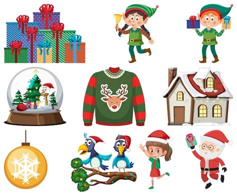 Premium Vector Christmas Characters And Elements Set
