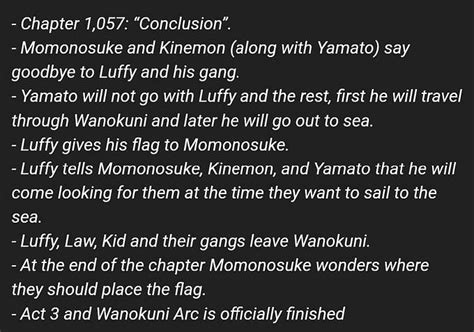 One Piece Chapter 1057 spoilers reveal the Wano arc ending