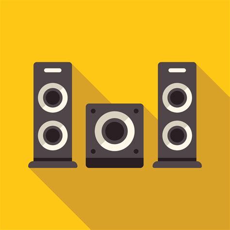 Home cinema sound system casting long shadow on yellow background