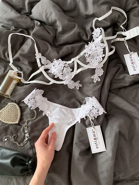 Lingerie Set White Lingerie Harness Bra Strappy Lingerie Etsy