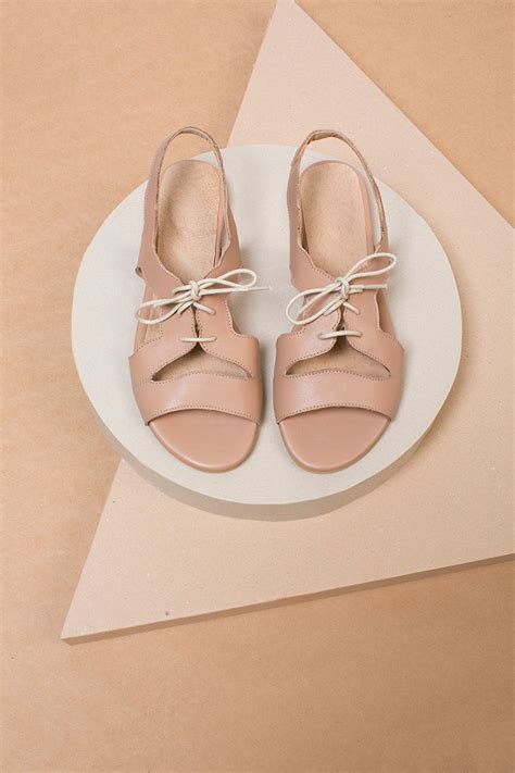 Lace Up Sandals Nude Sandals Minimal Leather Sandals Etsy