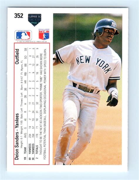 Upper Deck Deion Sanders New York Yankees Ebay