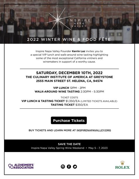 2022 Winter Wine And Food Fête Details — Inspire Napa Valley