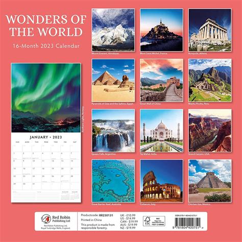 WONDERS OF THE WORLD - 2023 WALL CALENDAR - BRAND NEW - 20751 | #4581734422