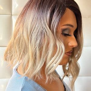 DARK ASH BLONDE Deep Lace Part Wig Brown Roots Short Layered Waves Asymmetrical Wavy