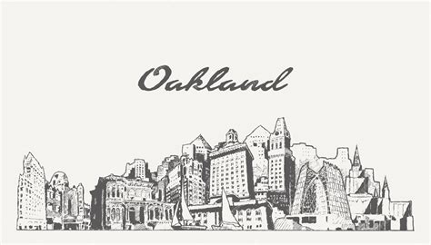 premium vector oakland skyline california usa hand drawn vector