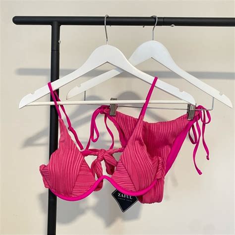 Zaful Swim Zaful Womens Underwire High Cut Bikini Tie Side String Bikini Set Two Piece