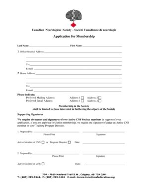 Fillable Online Cns Application Form Canadian Neurological Sciences